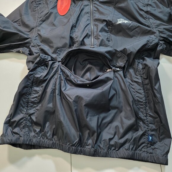 Tommy Bahama Windbreaker Half Zip Jacket Men M Navy Anorak LS Hood Preppy Nautic - Picture 13 of 16